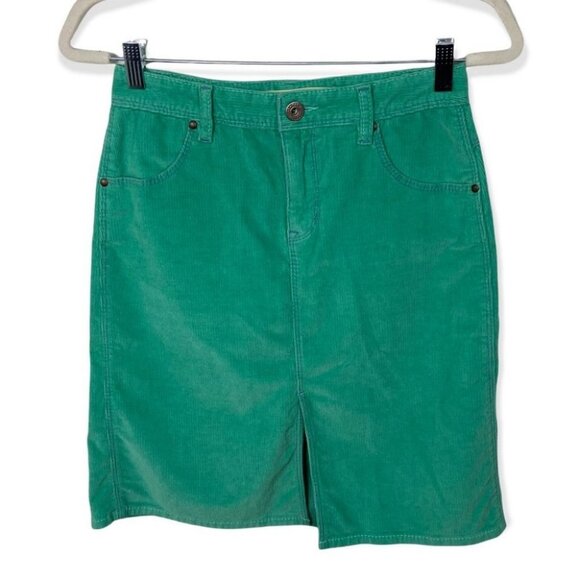 Gap Green Corduroy Pencil Skirt Cord Stretch Size Medium Retro 90s Hippie Y2K M‎ - Picture 1 of 7